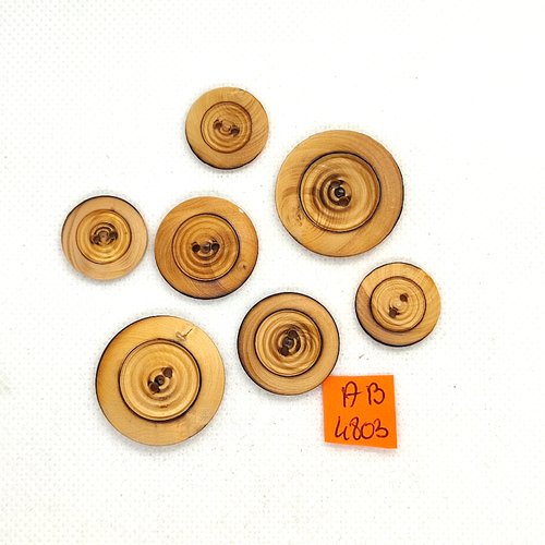 7 boutons en bois marron - 27mm - 22mm et 18mm - ab4803