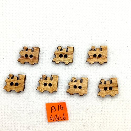 7 boutons en bois marron - petit train - 14x12mm - ab4846