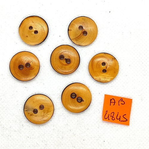 7 boutons en bois marron - 18mm - ab4845