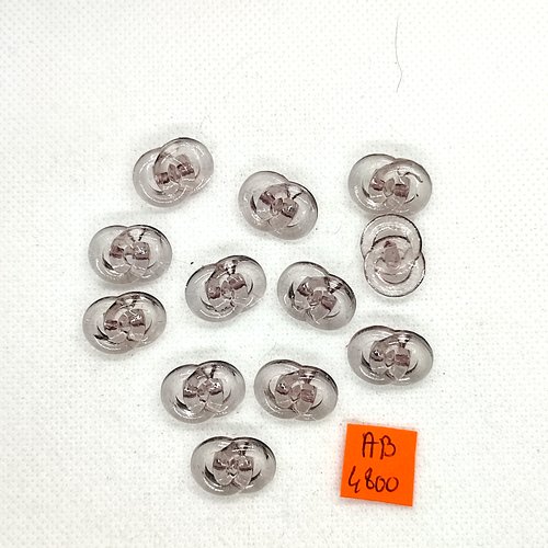 12 boutons en résine transparent - 13x17mm - ab4800
