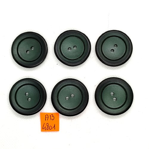6 boutons en résine vert foncé - 30mm - ab4801