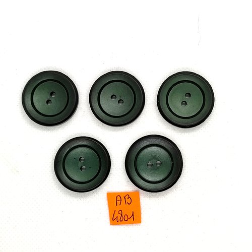 5 boutons en résine vert foncé - 27mm - ab4801
