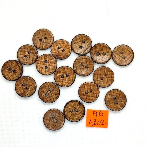 17 boutons en coco marron clair - 18mm - ab4802