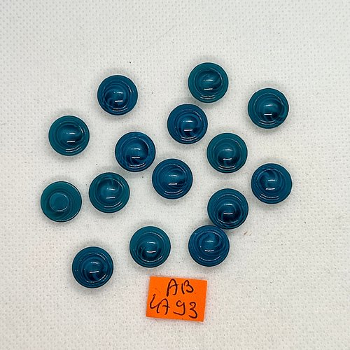 15 boutons en résine bleu/vert - 12mm - ab4793