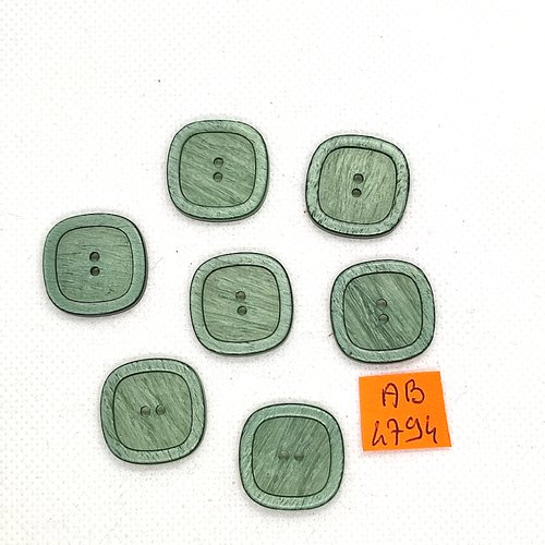 7 boutons en résine vert - 20x20mm - ab4794