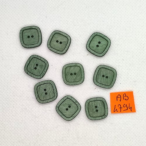 9 boutons en résine vert - 15x15mm - ab4794