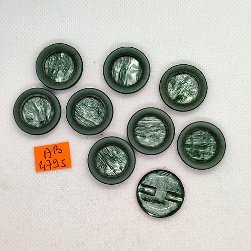 9 boutons en résine vert - 22mm - ab4795