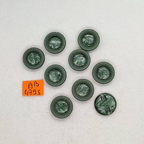 9 boutons en résine vert - 17mm - ab4795