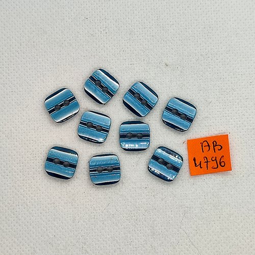 9 boutons en résine bleu dégradé - 11x11mm - ab4796