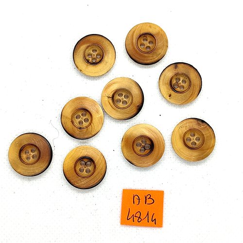 9 boutons en bois marron - 18mm - ab4814