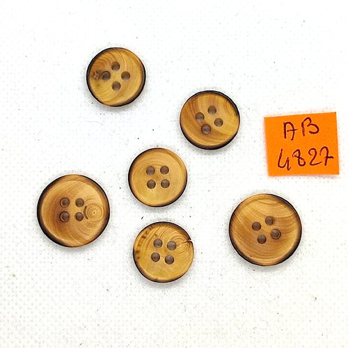 6 boutons en bois marron - 18mm et 15mm - ab4827