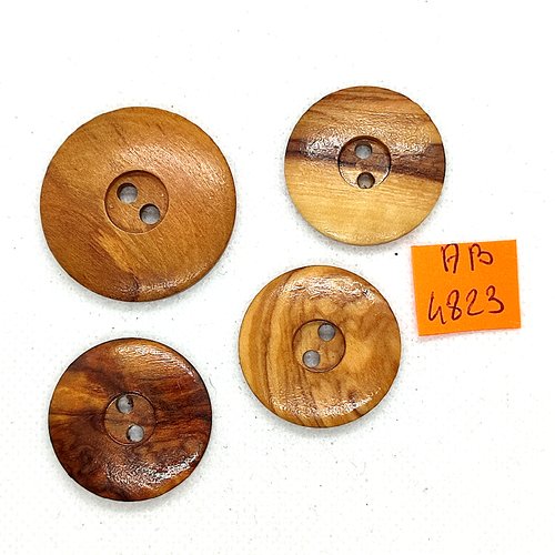 4 boutons en bois marron - 34mm et 28mm - ab4823