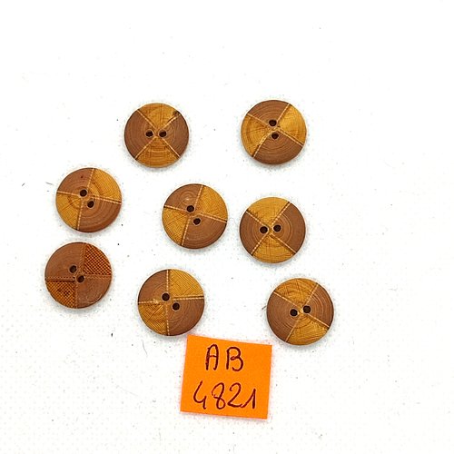8 boutons en bois marron - 14mm - ab4821