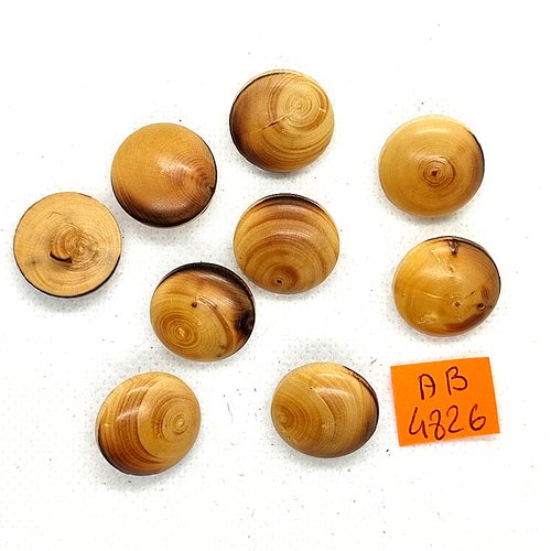 9 boutons en bois marron - 18mm - ab4826