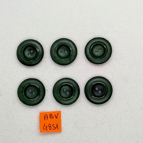 6 boutons en résine vert foncé - 22mm - abv4851
