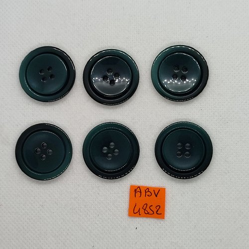 6 boutons en résine vert foncé - 27mm - abv4852