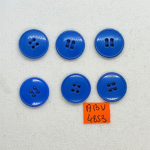 6 boutons en résine bleu - 20mm - abv4853