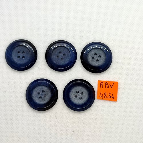 5 boutons en résine bleu/gris - 27mm - abv4854