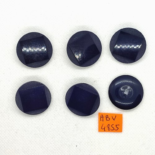 6 boutons en résine bleu foncé - 26mm - abv4855