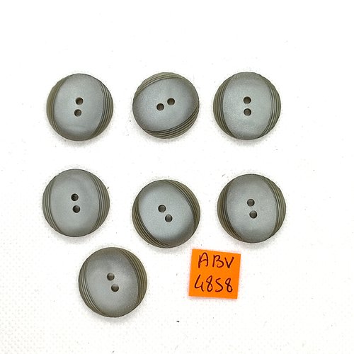 7 boutons en résine gris - 21mm - abv4858