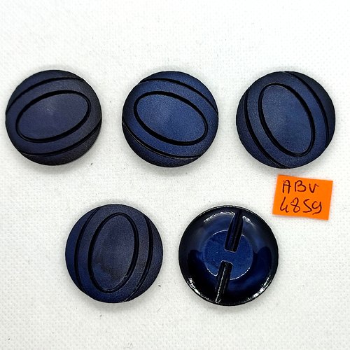 5 boutons en résine bleu nuit - 33mm - abv4859