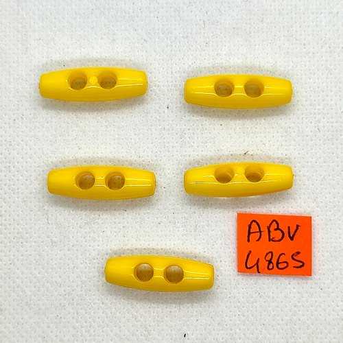 5 boutons brandebourg en résine jaune - 25x8mm - abv4865
