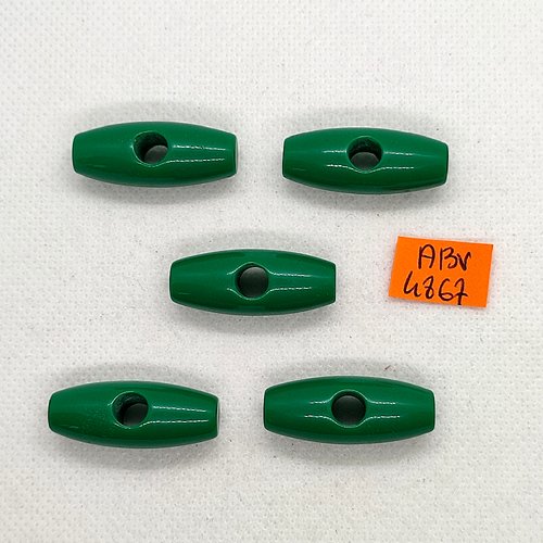 5 boutons brandebourg en résine vert - 30x12mm - abv4867