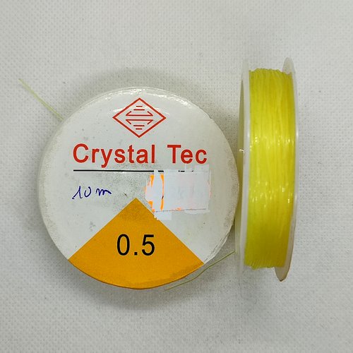 Bobine fil nylon élastique jaune clair - 10m - 0.5mm