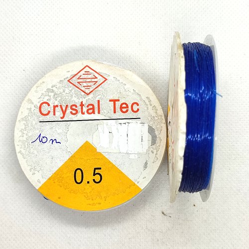 Bobine fil nylon élastique bleu roi - 10m - 0.5mm