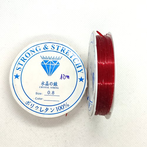 Bobine fil nylon élastique rouge foncé - 10m - 0.8mm