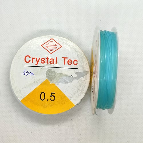 Bobine fil nylon élastique bleu clair - 10m - 0.5mm