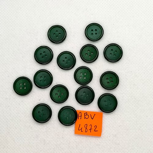 15 boutons en résine vert - 14mm - abv4872