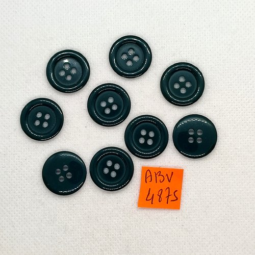9 boutons en résine vert foncé - 18mm - abv4875