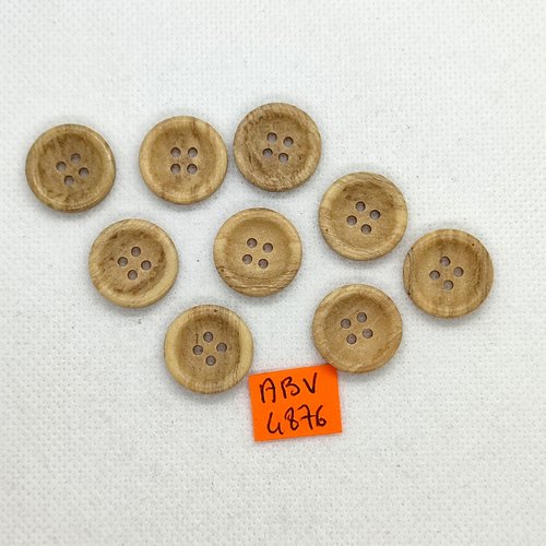 9 boutons en résine marron clair - 18mm - abv4876