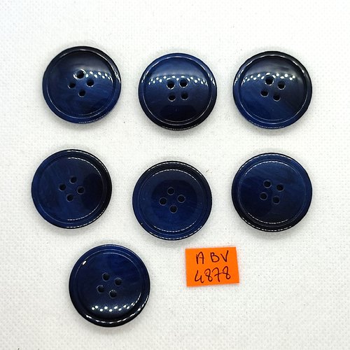 7 boutons en résine bleu - 28mm - abv4878