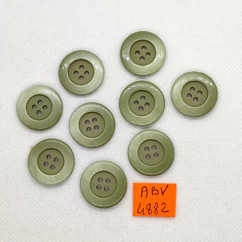9 boutons en résine vert clair - 22mm - abv4882