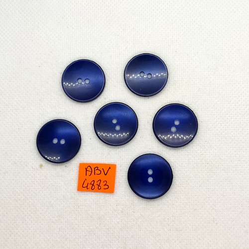 6 boutons en résine bleu - 21mm - abv4883