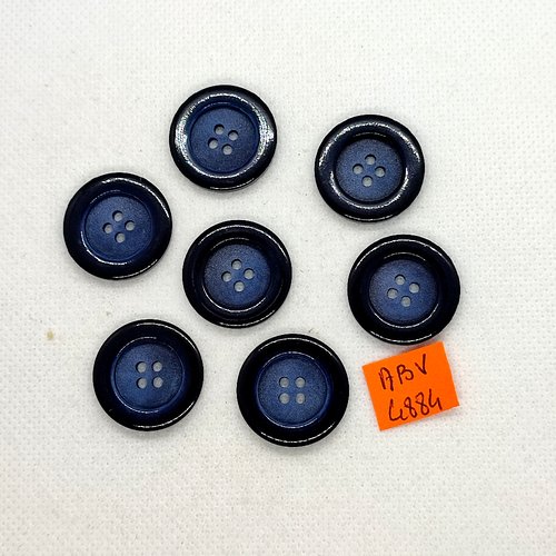 7 boutons en résine bleu - 23mm - abv4884