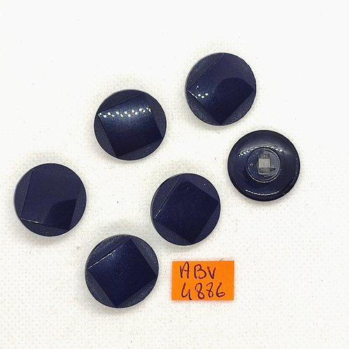 6 boutons en résine bleu foncé - 21mm - abv4886