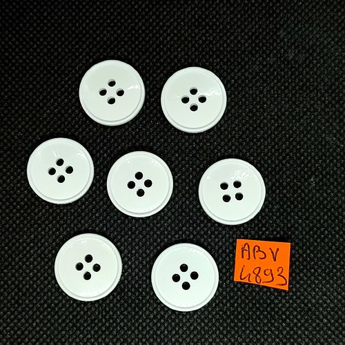 7 boutons en résine blanc - 18mm - abv4893