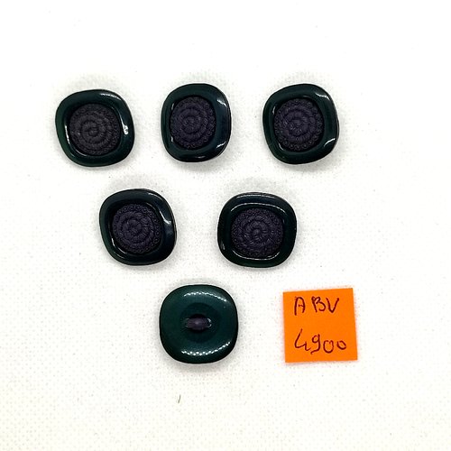 6 boutons en résine vert et marron - 20x20mm - abv4900