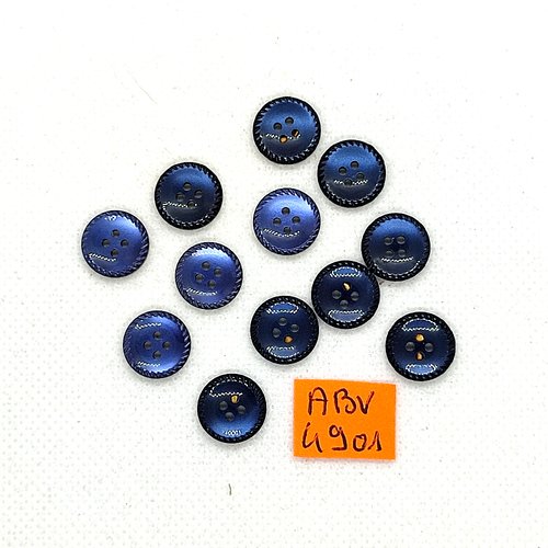 12 boutons en résine bleu - 12mm - abv4901