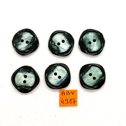 6 boutons en résine vert et crème - 25x25mm - abv4917