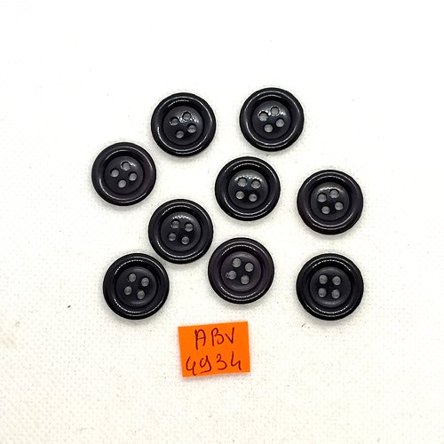 9 boutons en résine gris foncé - 17mm - abv4934