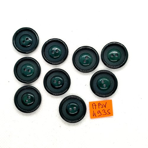 9 boutons en résine  vert foncé - 21mm - abv4935
