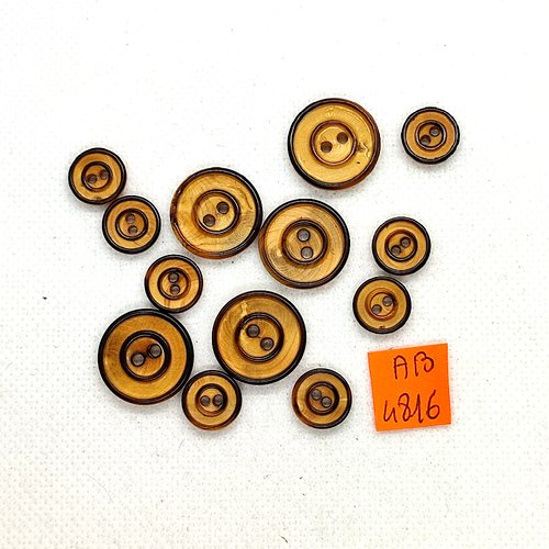 13 boutons en bois marron - 18mm et 11mm - ab4816