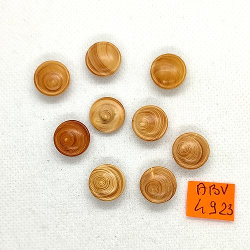 9 boutons en bois marron clair - 14mm - abv4923