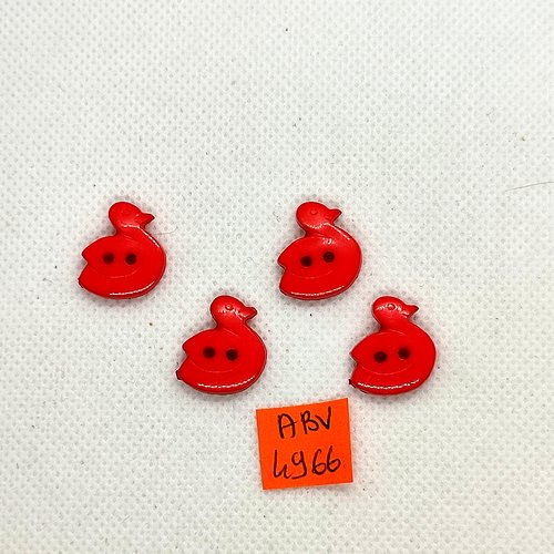 4 boutons en résine rouge - un canard - 16x17mm - abv4966