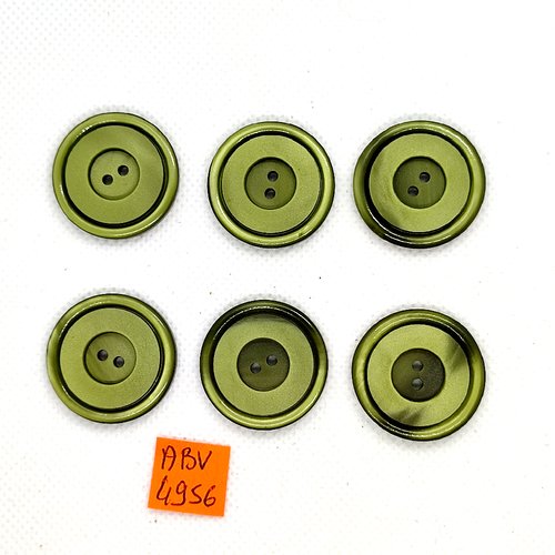 6 boutons en résine vert - 26mm - abv4956