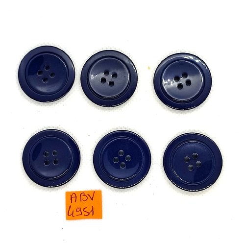 6 boutons en résine bleu foncé - 27mm - abv4951